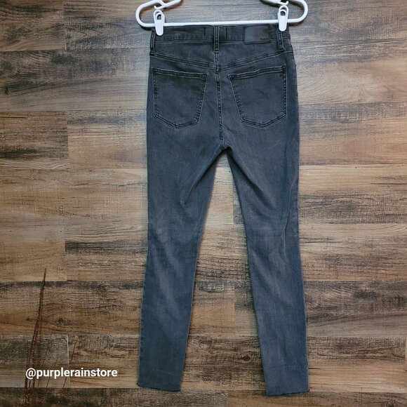 Madewell Jeans 26 Mid Rise 9" Skinny Black Sea Wash Tummy Control Stretch Denim - Picture 2 of 14